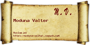 Moduna Valter névjegykártya